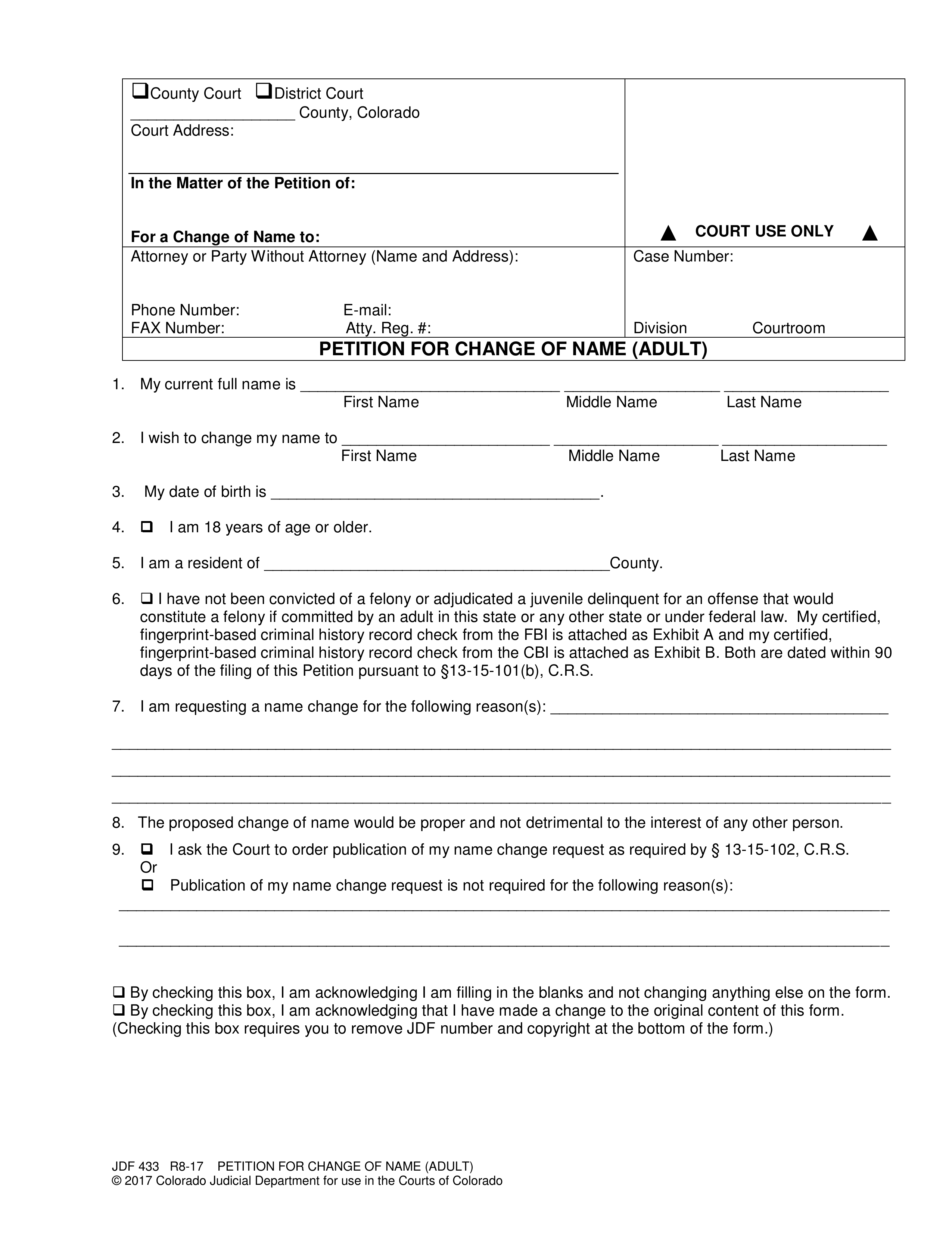 Free Colorado Name Change Forms How To Change Your Name In CO PDF 