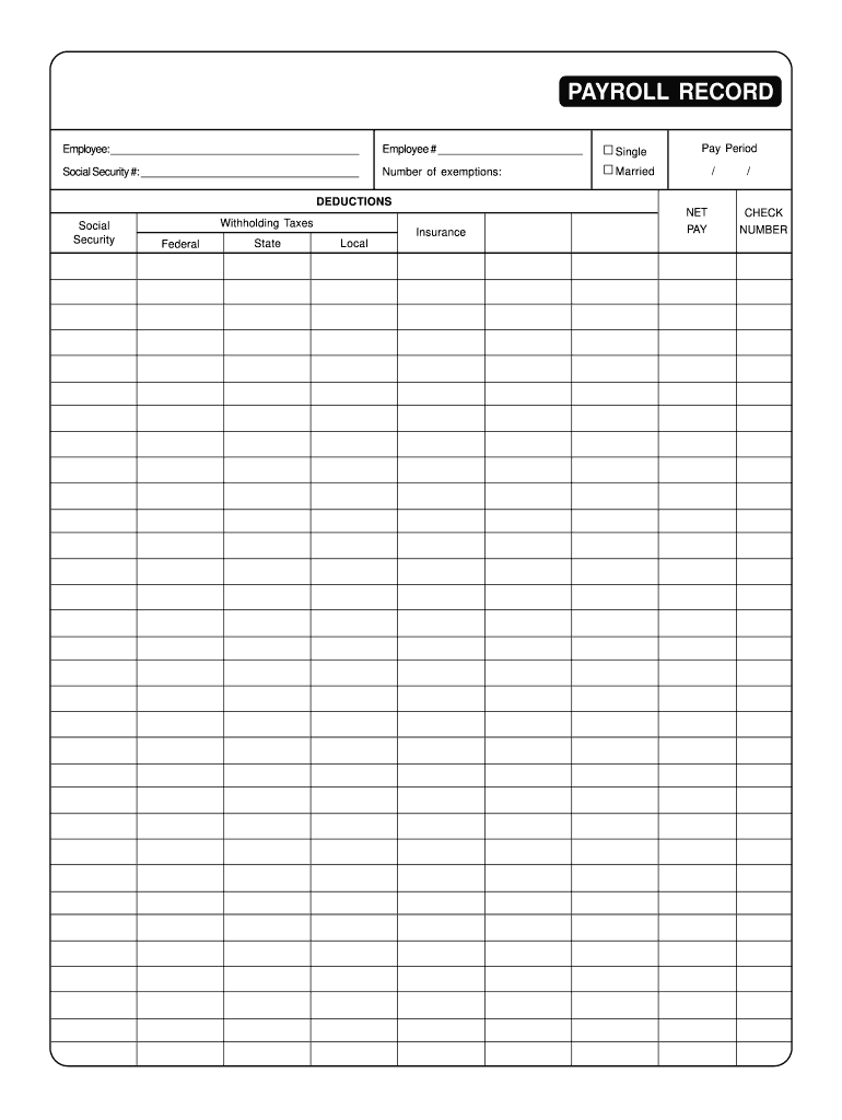 Free Forms Payroll Record Fill And Sign Printable Template Online 