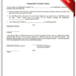 Free Printable Independent Contractor Notice Form GENERIC