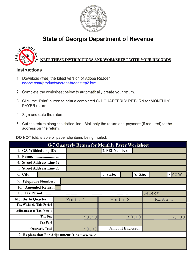 GA DoR G 7 2018 Fill Out Tax Template Online US Legal Forms