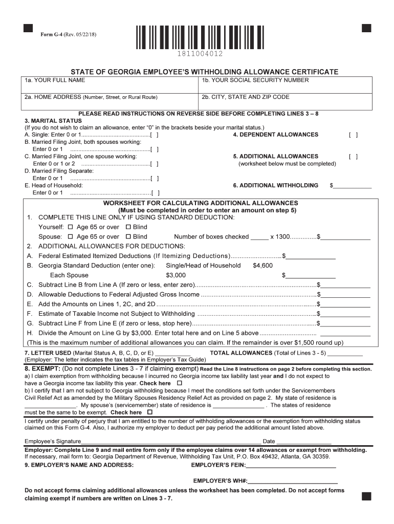 State Withholding Form G4