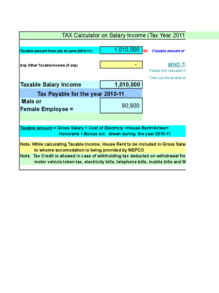 Income Tax Calculator Template 5 Free Templates In PDF Word Excel 