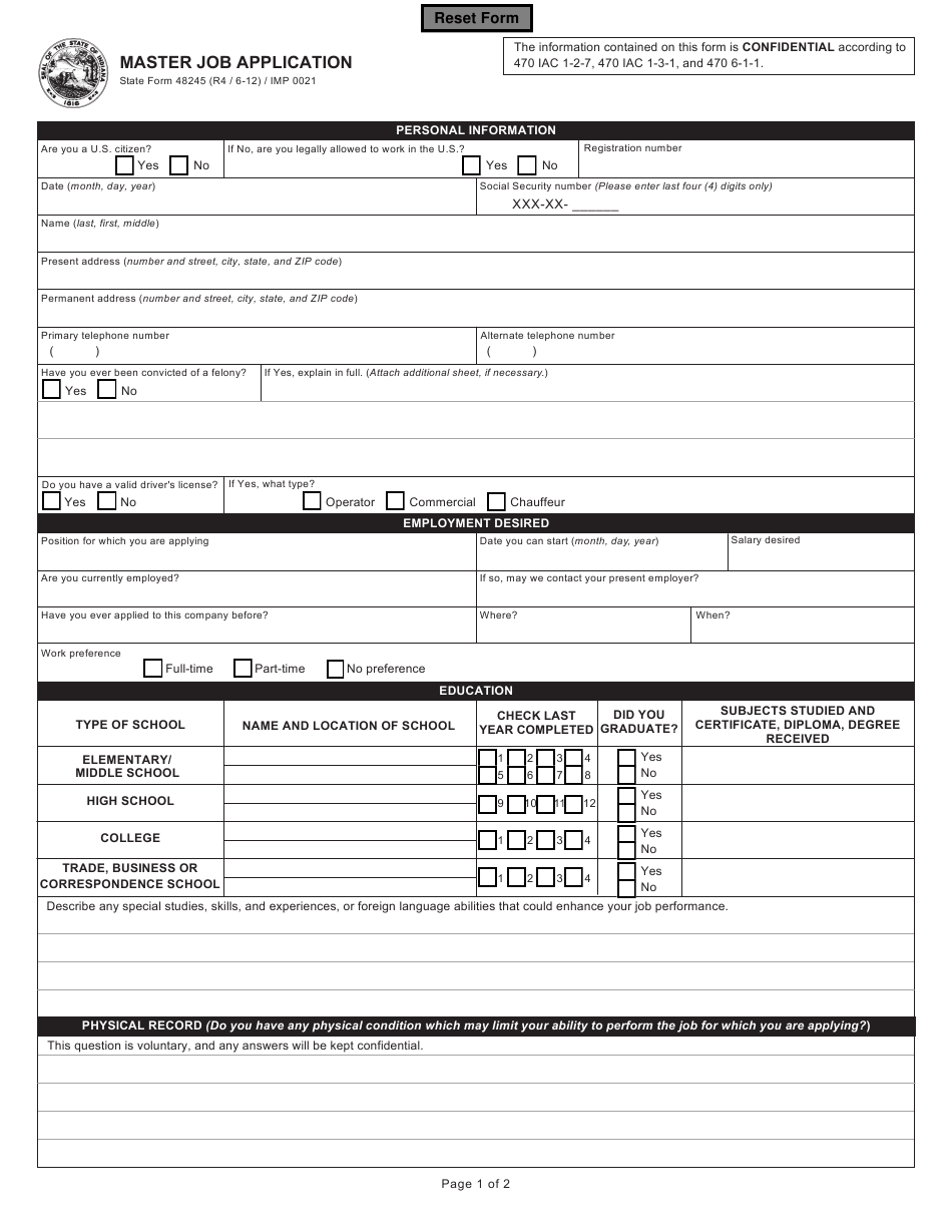 Indiana Employment Tax Forms MEPLOYM