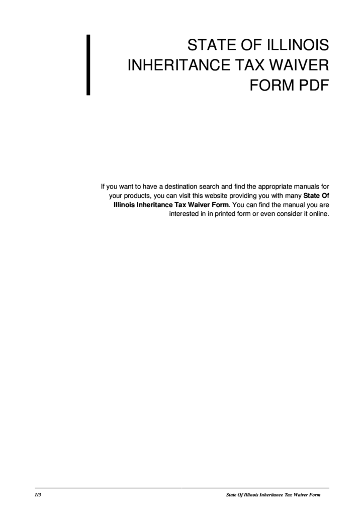 Inheritance Tax Waiver For Illinois Form Fillable Pdf Template 