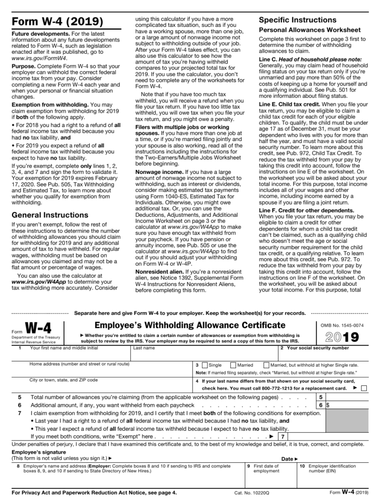 IRS Form W 4 Download Fillable PDF Or Fill Online Employee s 