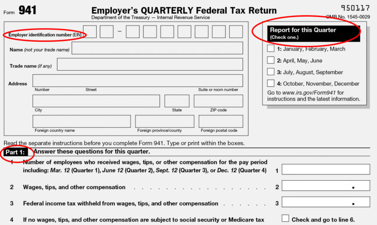 IRS Tax Form 941 Instructions Information including Mailing Info