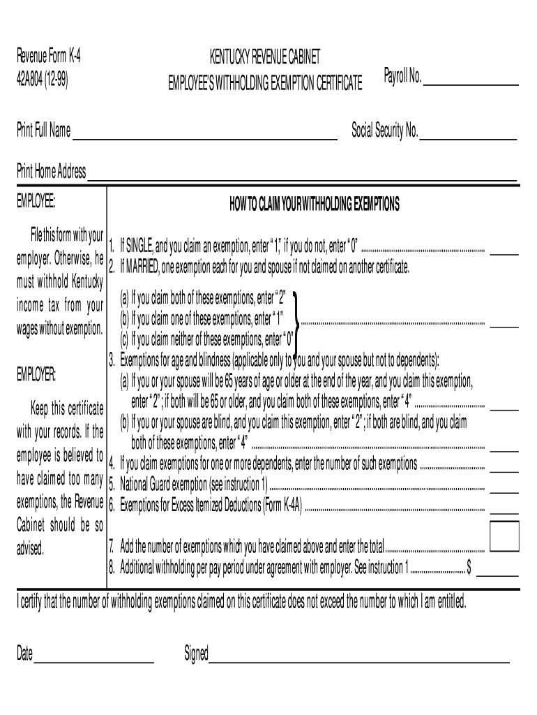 K4 Form Fill Online Printable Fillable Blank PDFfiller PdfFiller