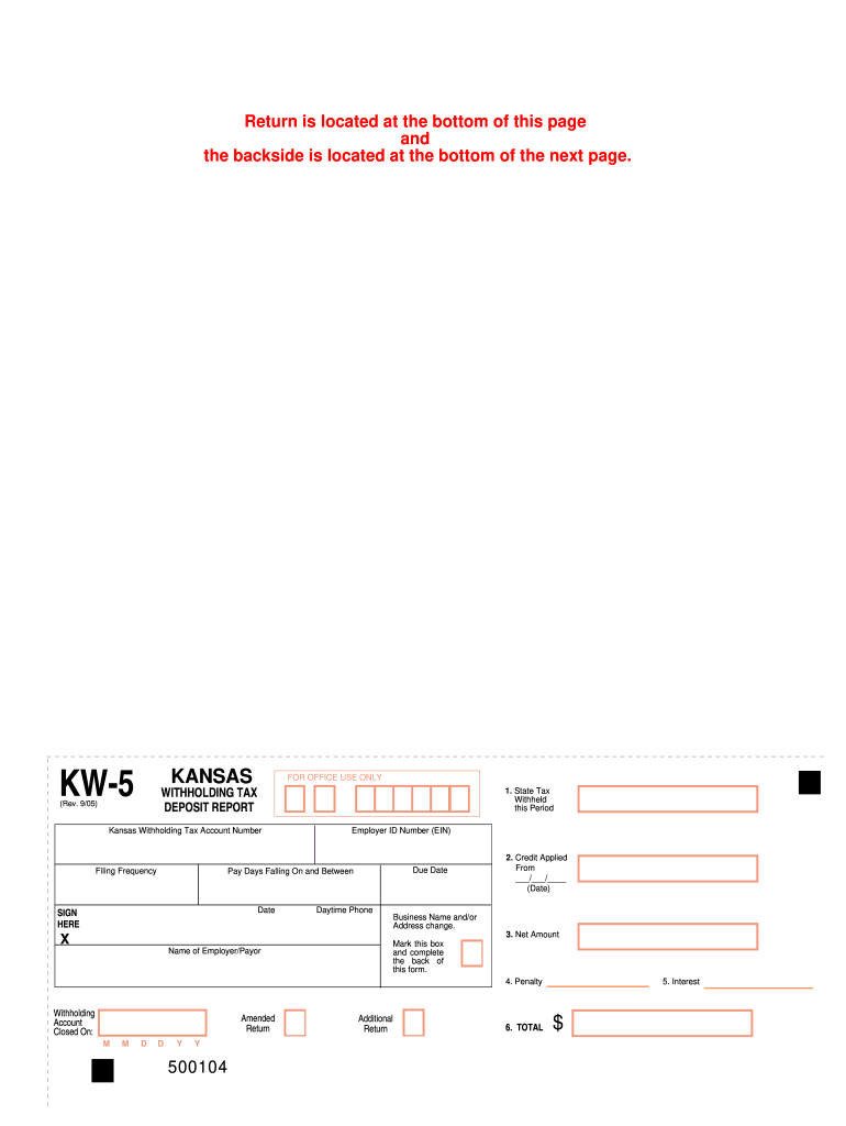 Kansas Kw 5 Fill Online Printable Fillable Blank PDFfiller