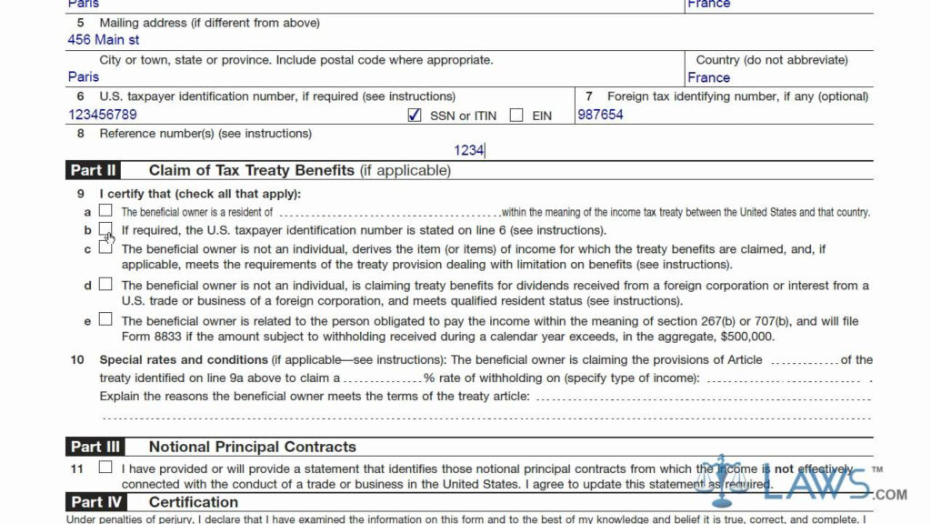 Learn How To Fill The W 8 Form Certificate Of Foreign Status Of 