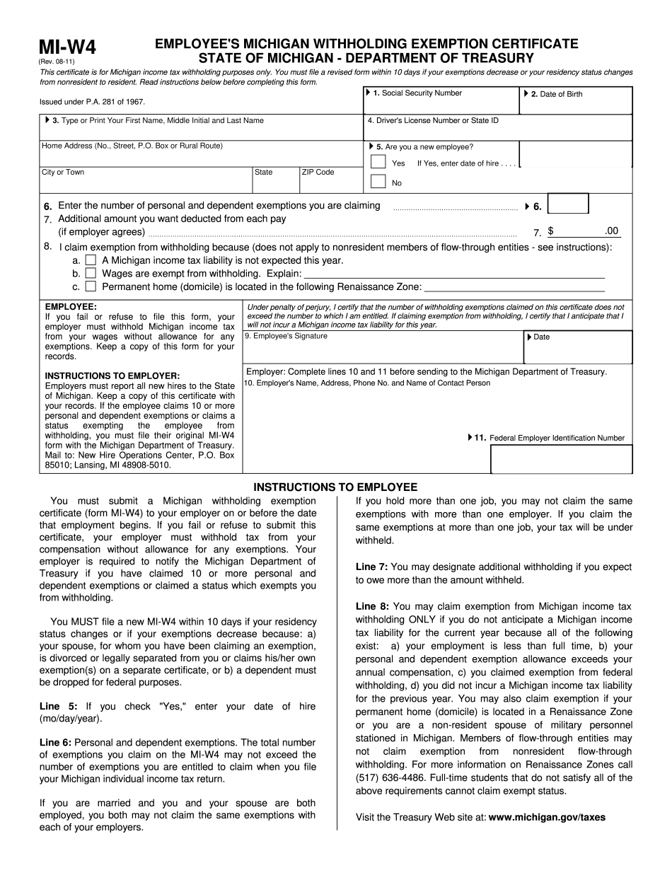 2022 Michigan Michigan Withholding Tax Form - WithholdingForm.com