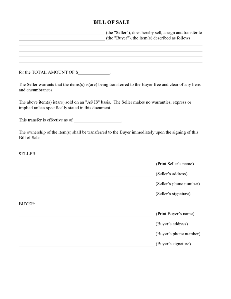 Missouri Simple Bill Of Sale Form Free Printable Legal Forms