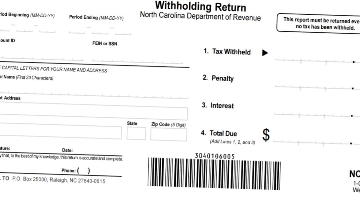 North Carolina State Tax Withholding Form 2022 Tables