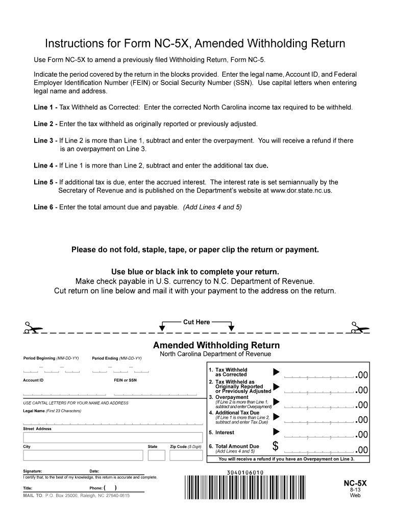 NC DoR NC 5X 2013 2021 Fill Out Tax Template Online US Legal Forms