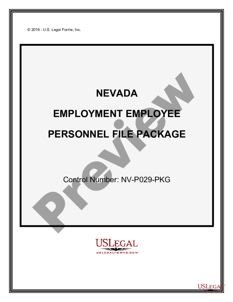 Nevada Employment Employee Personnel File Package Employment 