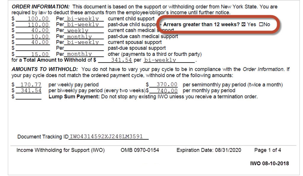 NYS DCSS Income Withholding Notice