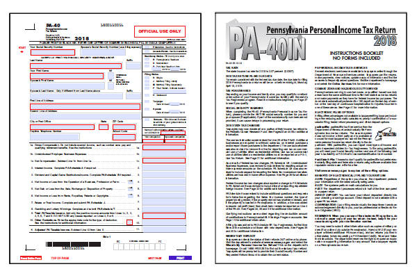 Pennsylvania Tax Forms 2019 Printable State Form PA 40 And Form PA 40 