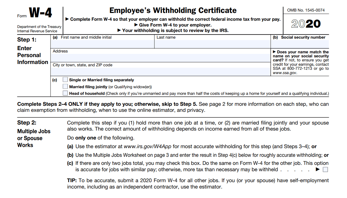 Printable 2020 W4 Form W4 Form 2021 Printable