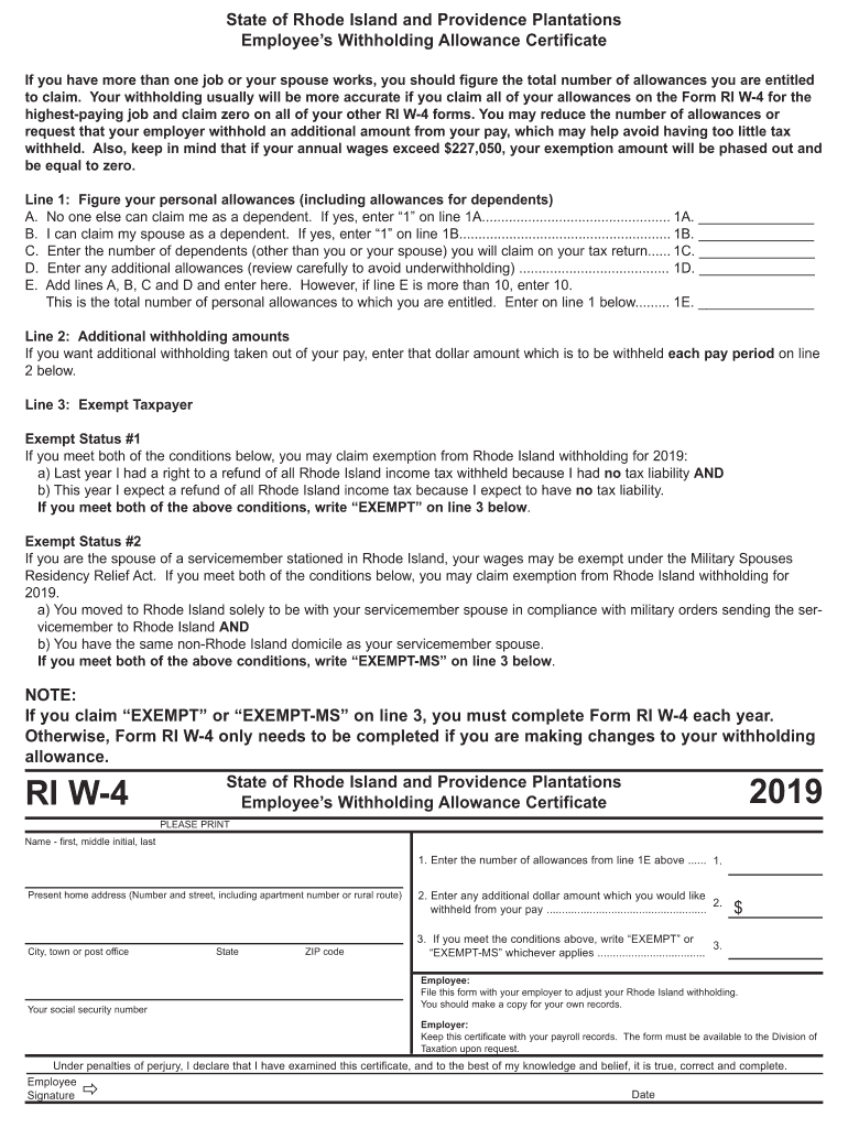 RI RI W 4 2019 Fill Out Tax Template Online US Legal Forms