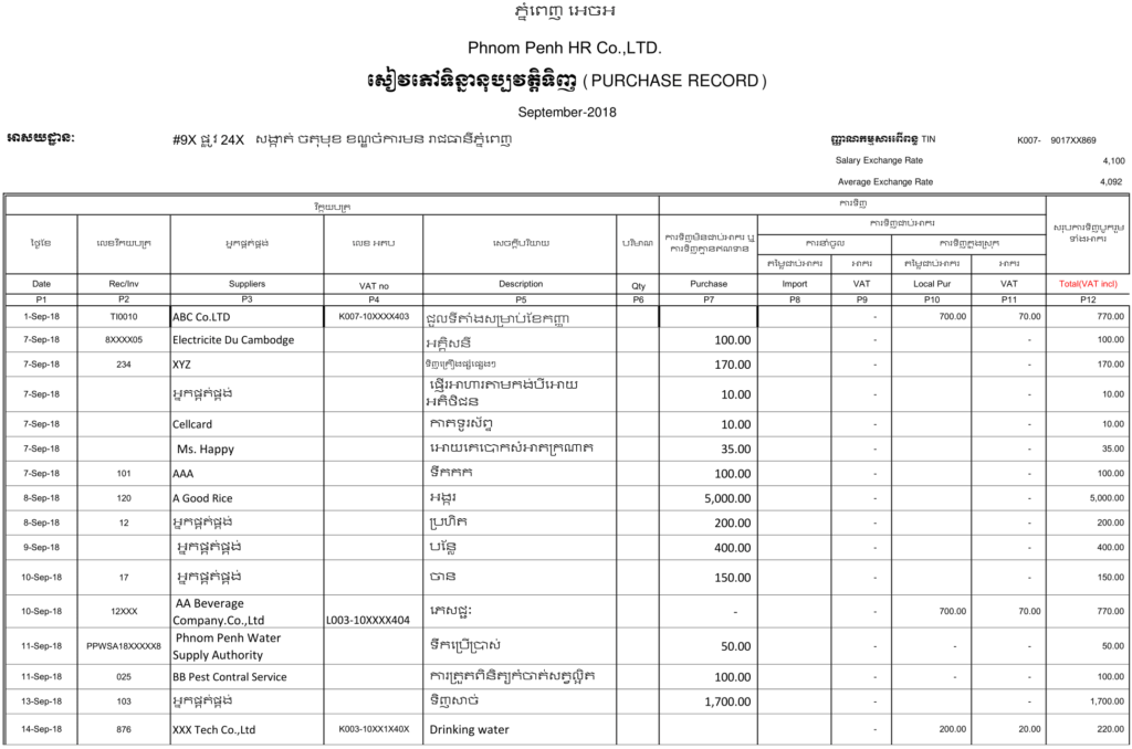  Sample Cambodia Tax Declaration 