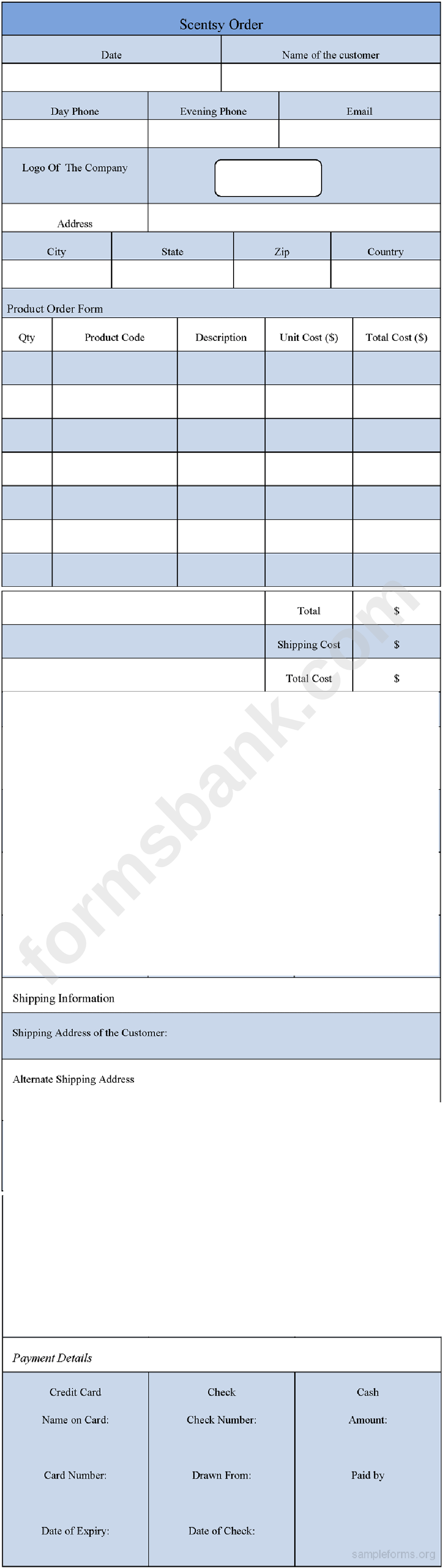 Scentsy Order Form Printable Pdf Download