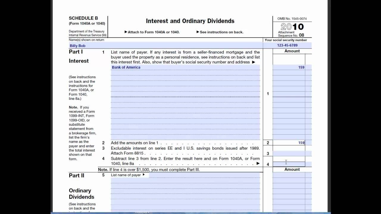 Schedule B Form 1040 YouTube