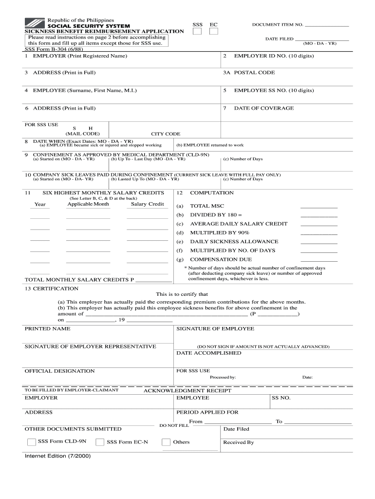 Sss Sickness Notification Form 2020 Fill And Sign Printable Template 