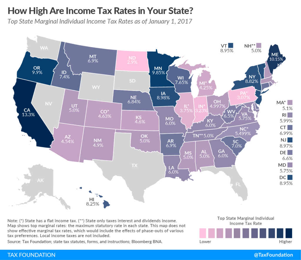 State Individual Income Tax Rates And Brackets 2017 Tax Foundation