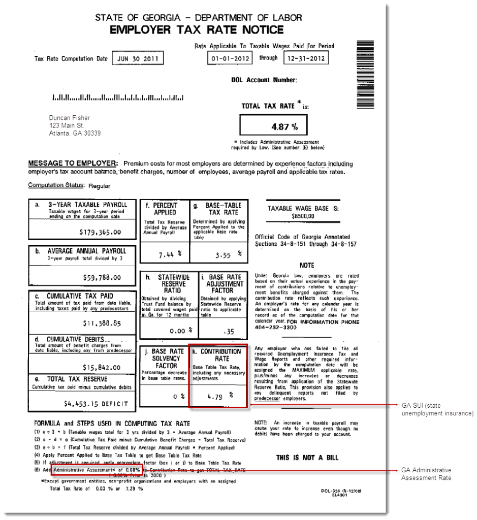 SUI Rate Entering Or Changing