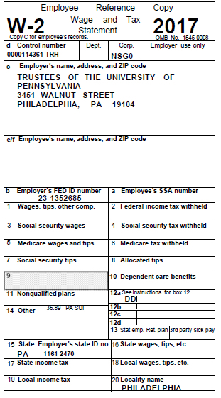 Tax Forms For 2017 University Of Pennsylvania Almanac