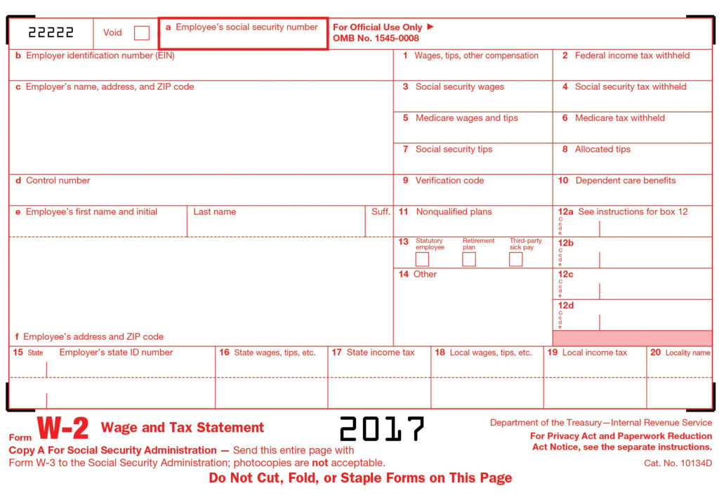 W 2 Form 2017 Generate Printable W 2 Form 2017 At Stubcheck