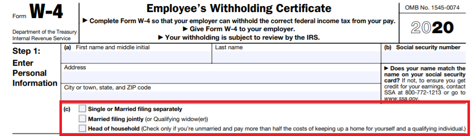 W 4 Employee s Withholding Certificate And Federal Income Tax