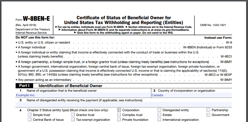 W 8BEN E Form Guide Cansumer