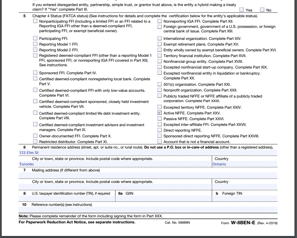 W 8BEN E Form Guide Cansumer