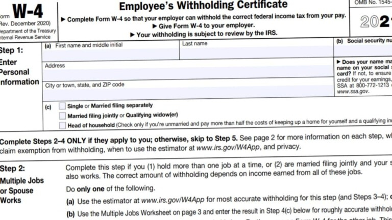 W4 Form Instructions To File 2021 W 4 Forms