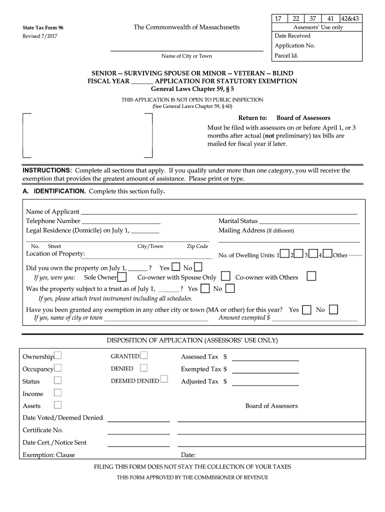 2017 2021 MA State Tax Form 96 Fill Online Printable Fillable Blank 