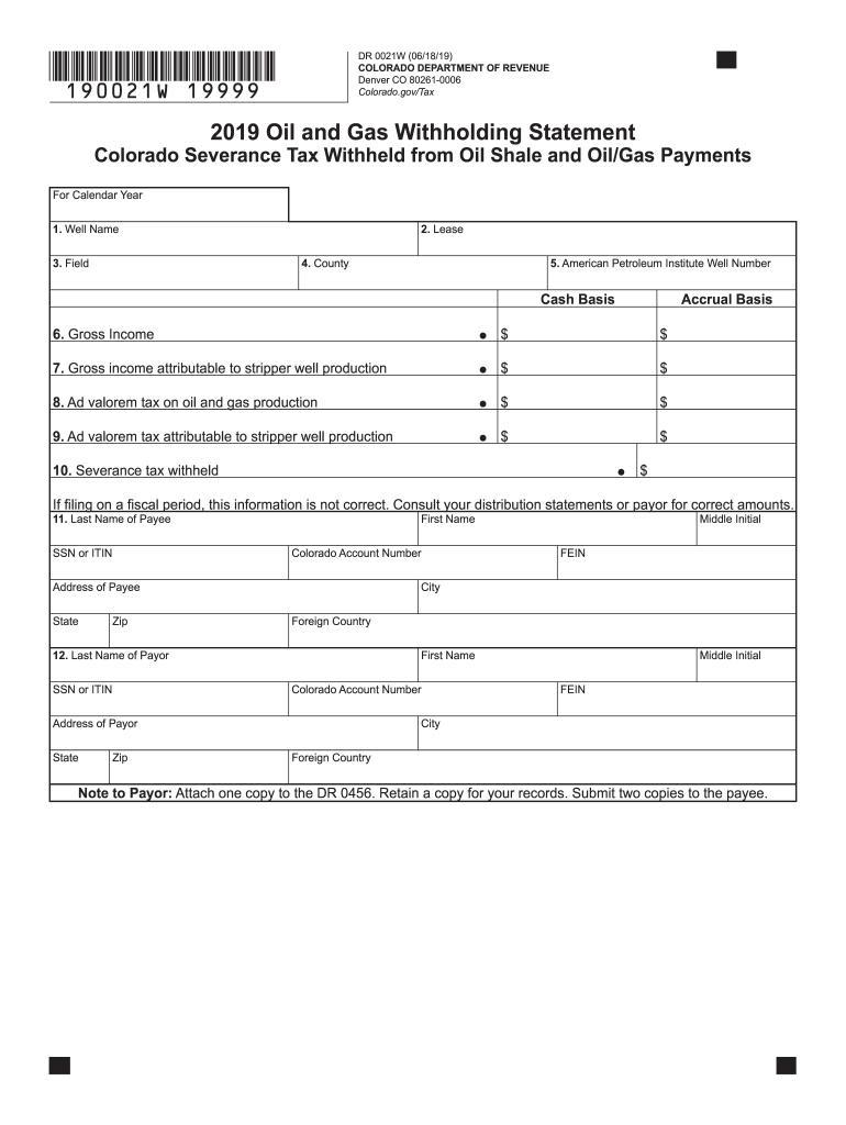 2019 2021 Form CO DR0021W Fill Online Printable Fillable Blank 