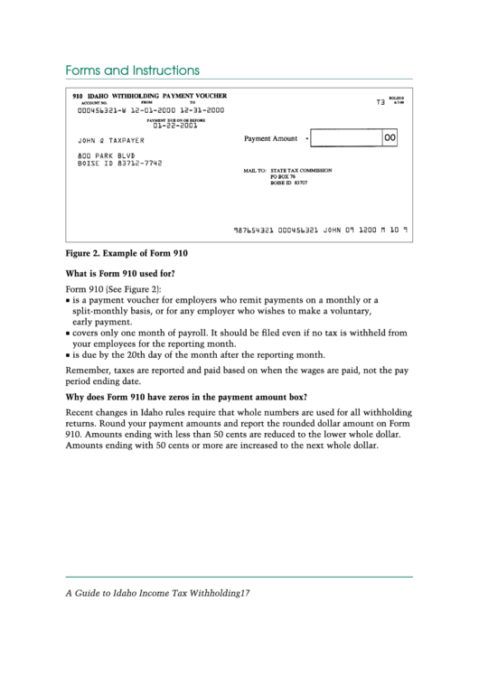 910 Idaho Withholding Payment Voucher Forms And Instructions 