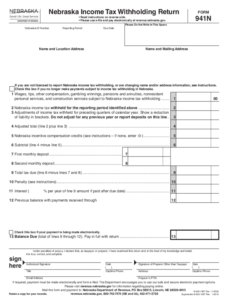 941N Nebraska Income Tax Withholding Return Fill Out And Sign 