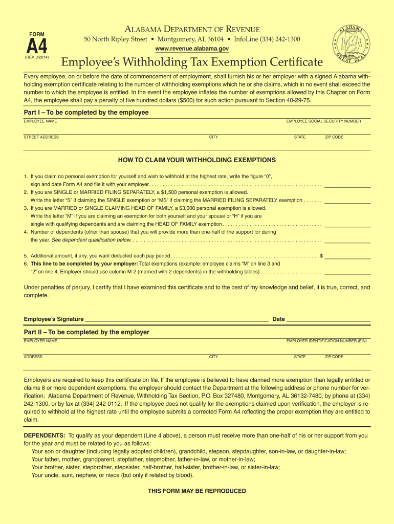 Alabama A 4 Form Printable 2019 Fill Out And Sign Printable PDF 