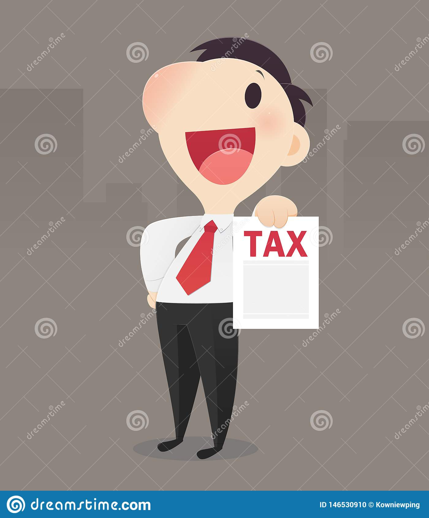 Cartoon Businessman Holding Tax Form Stock Vector Illustration Of 