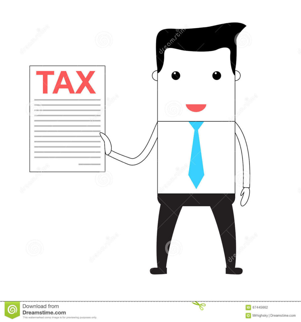 Cartoon Man Holding A Tax Form Stock Illustration Illustration Of 