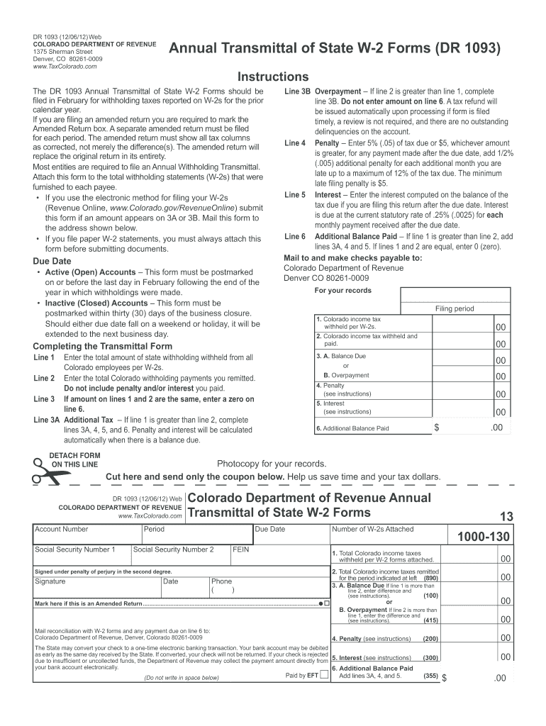 Colorado W2 Wage Withholding Tax Return Form Tax Walls