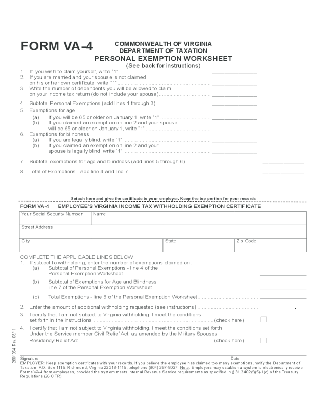 Employee s Withholding Exemption Certificate Virginia Edit Fill 