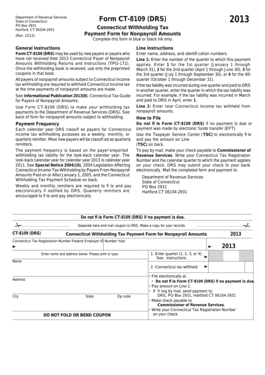 Fillable Form Ct 8109 Drs Connecticut Withholding Tax Payment Form 