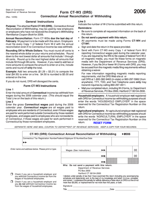 Fillable Form Ct W3 Drs Connecticut Annual Reconciliation Of 