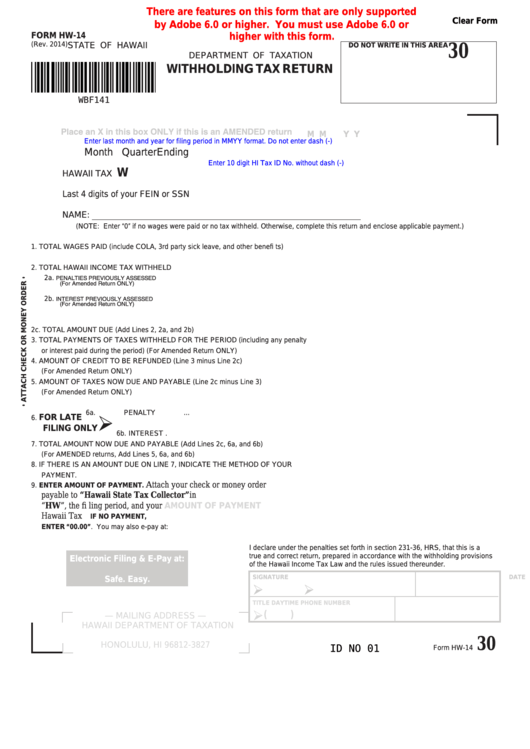 Hawaii State Tax Withholding Form