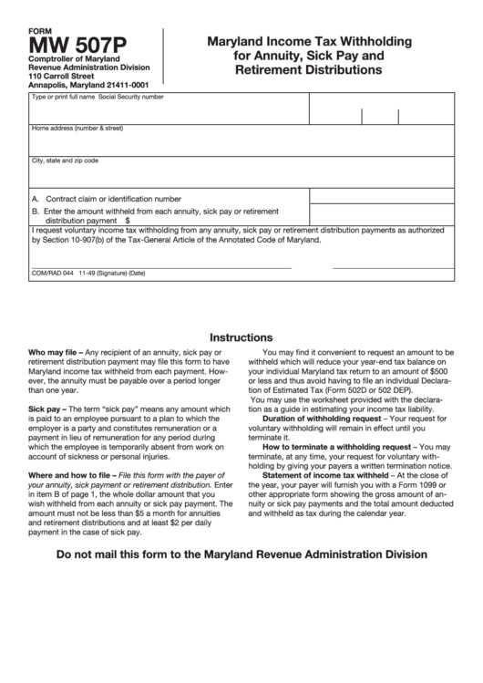 Maryland Withholding Tax Form