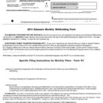 Fillable Form W1 9301 Delaware Monthly Withholding Form 2013