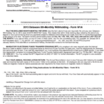 Fillable Form W1a Delaware 8th Monthly Withholding 2013 Printable
