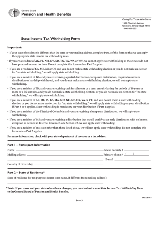 Fillable State Income Tax Withholding Form Printable Pdf Download